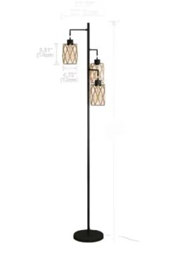 Black Brown Ratten 67-Inch Tree-Shaped 3-Light Floor Lamp with Foot Switch Retails $99