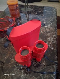 Vintage Red Children's Non-Prismatic Binoculars