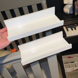 2 Small White Floating Bookshelves