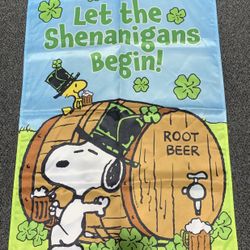 https://offerup.com/redirect/?o=RmxhZ29sb2d5LmNvbQ==, Peanuts Snoopy and Woodstock St. Patricks Day Let The Shenanigans Begin large 28” x 40” Garden F