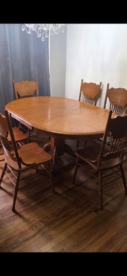 Solid Wood Dining Table Set with 6 Chairs