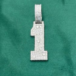 NUMBER 1 VVS D Moissanite Sterling Silver Pendant