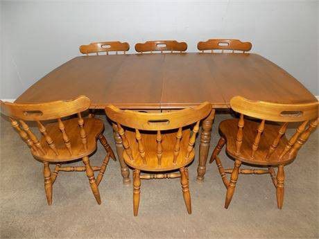 1950's Solid Maple Table and 6 Captain's Chairs

