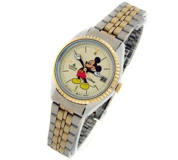 *Collectible Working Vintage MICKEY MOUSE LORUS SEIKO Coin Bezel Quartz Watch