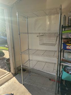 Chrome Wire 4 tier Shelving with Basket