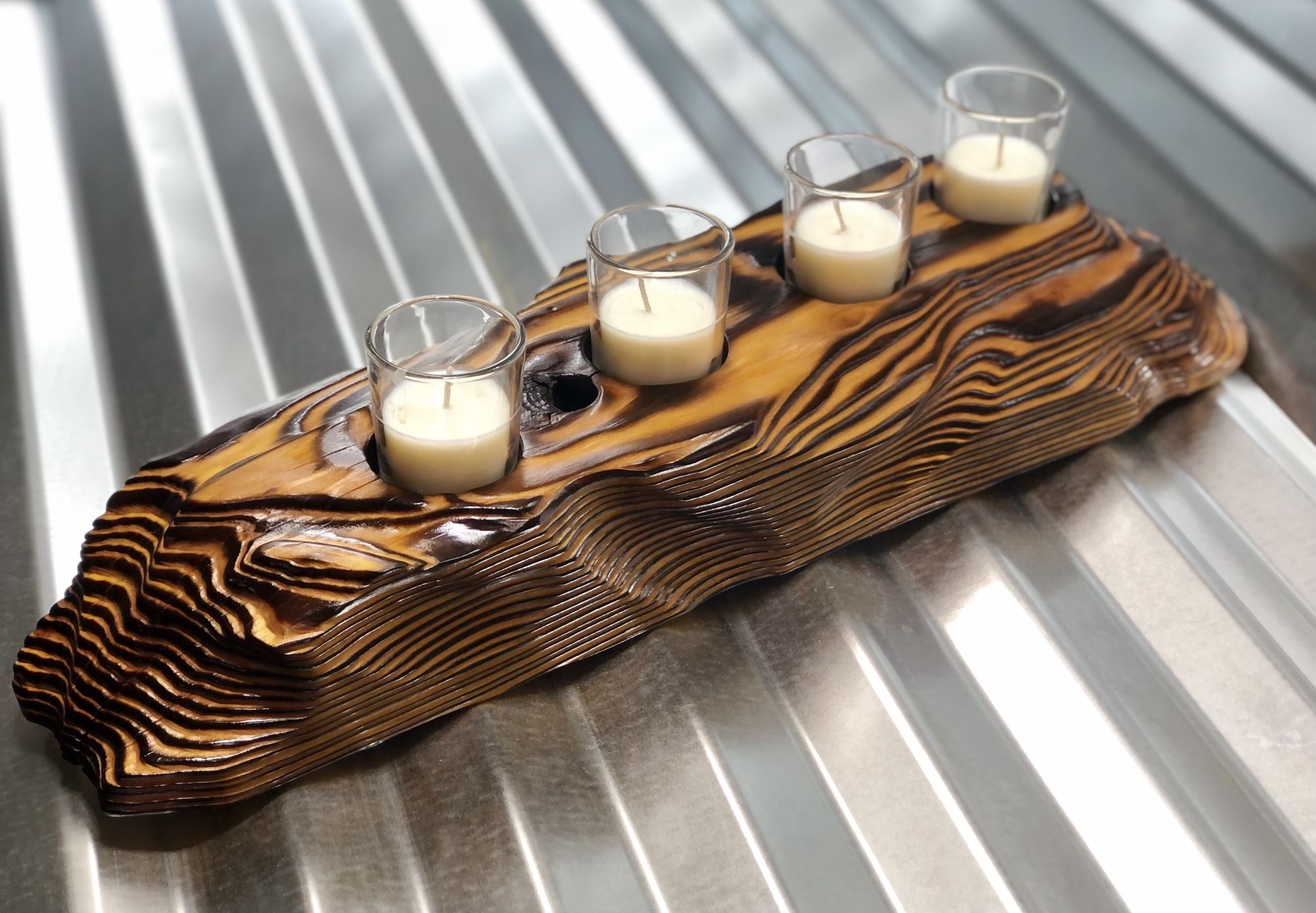 Shou Sugi Ban Votive Candle Holder