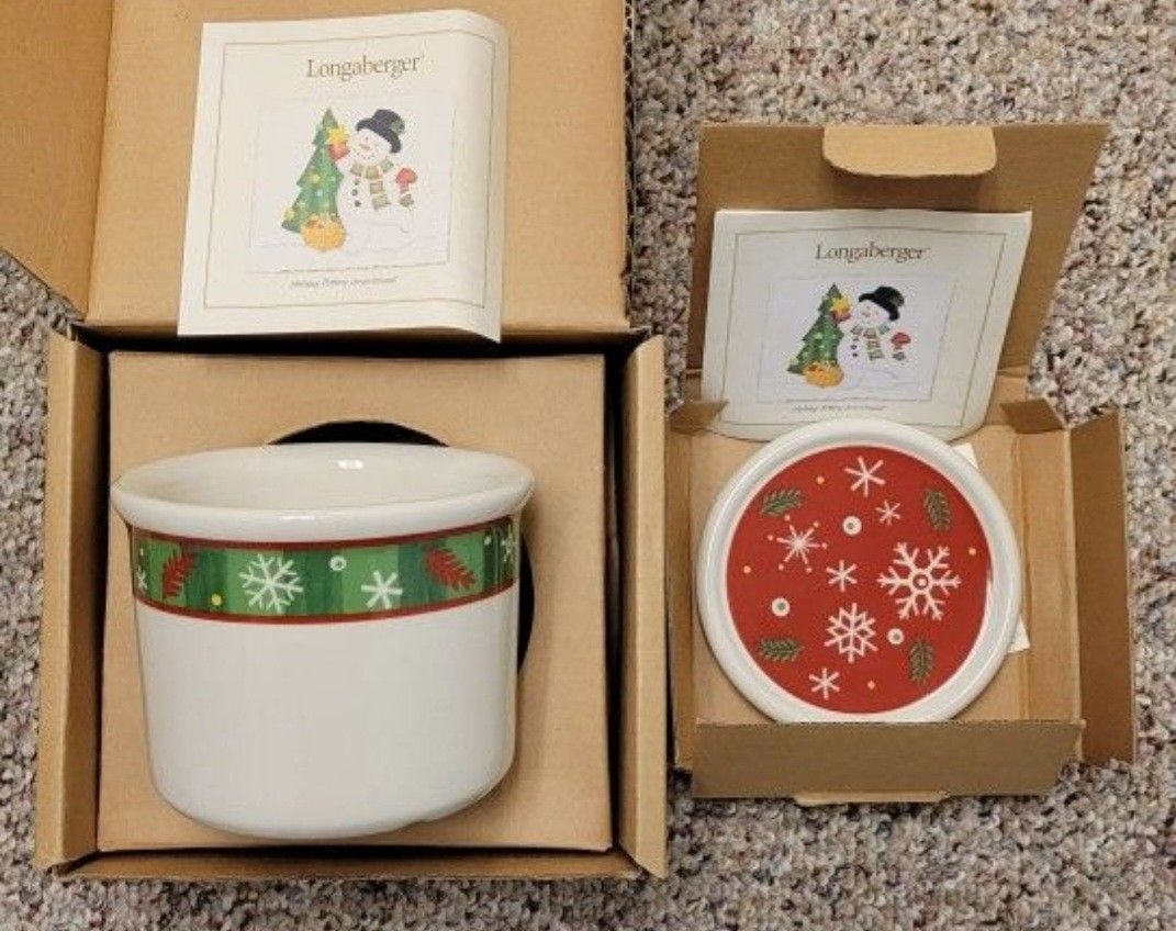 Longaberger Holiday Crock With Lid Set