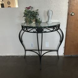 Console With Glass Top And matching Mirror