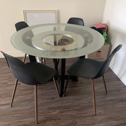 Glass Circle Table With 4 Chairs 