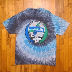 GRATEFUL DEAD - SEAHAWKS - SPIRAL TYE DYE T SHIRT - LARGE