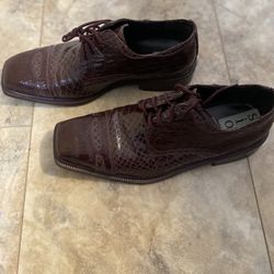 SIO Mens Square Toe Burgundy Dress Shoes, Size 8.5