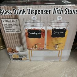 New drink dispenser for parties. 2 pack 1 gallon beverage dispenser with stand 