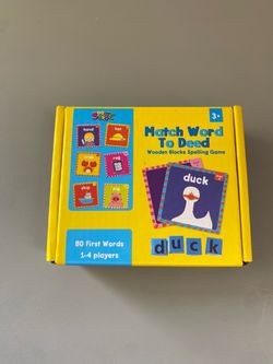 Match Word To Deed / Wooden Blocks Spelling Game, Montessori Toys, Learning Toys, New