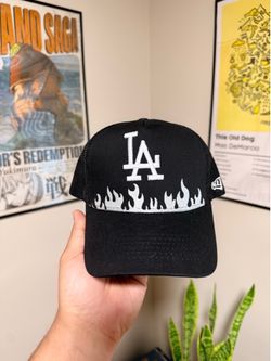 LA Dodgers Flame Trucker Hat – New Era Snapback Black