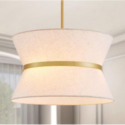 Brand New Modern Fabric Drum Chandelier 