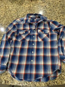 Boys Youth Size Small (10-12) Polo Ralph Lauren blue plaid button up shirt