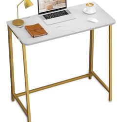 Foldable Desk Faux Marble And Gold