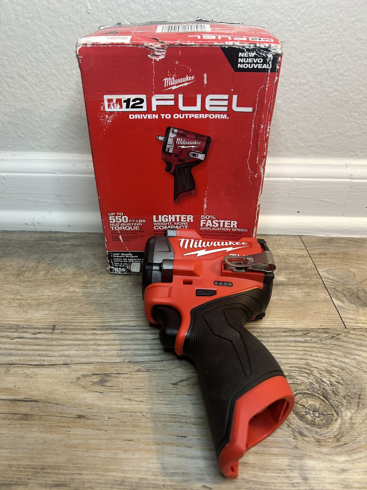 Milwaukee M12 FUEL 12V Lithium-lon Brushless Cordless Stubby 3/8 in. Impact Wrench (Tool-Only)