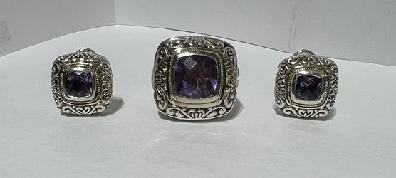 Eleganza Designer Earrings Set & Ring Size 9 