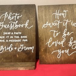 Wedding Sign Bundle - 6 Wood Signs & Card Box