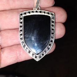 Men's Amulet Silver 925 Black Onyx Black Diamonds