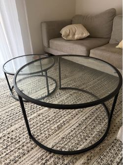 Glass Coffee Table Set – 24” & 32” – Excellent Condition