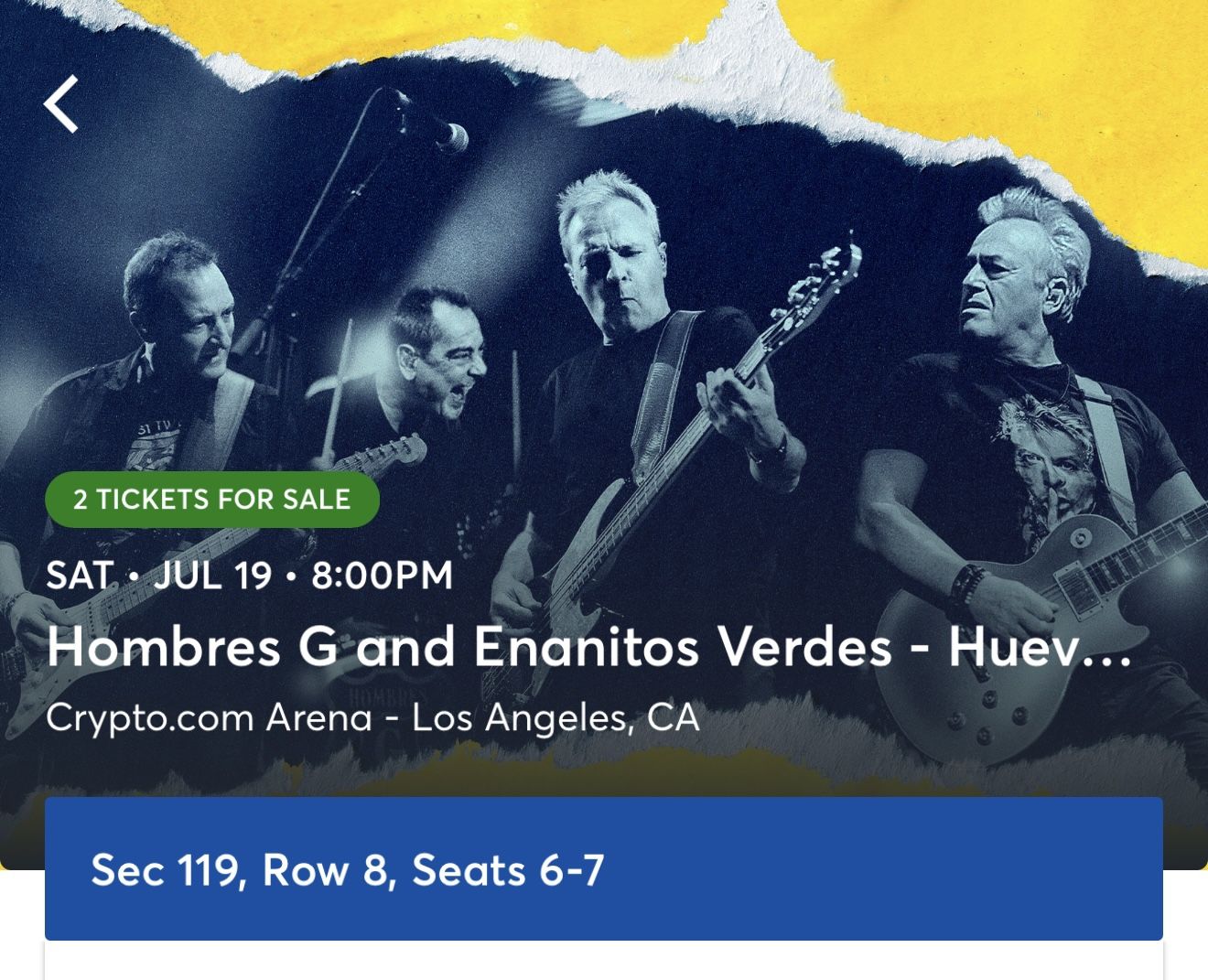 Hombres G And Enanitos Verdes Concert Tickets (Crypto Arena-LA)