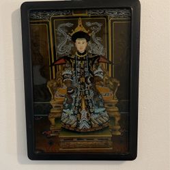 Qing Dynasty Chinese Reverse Glass Portrait Painting 