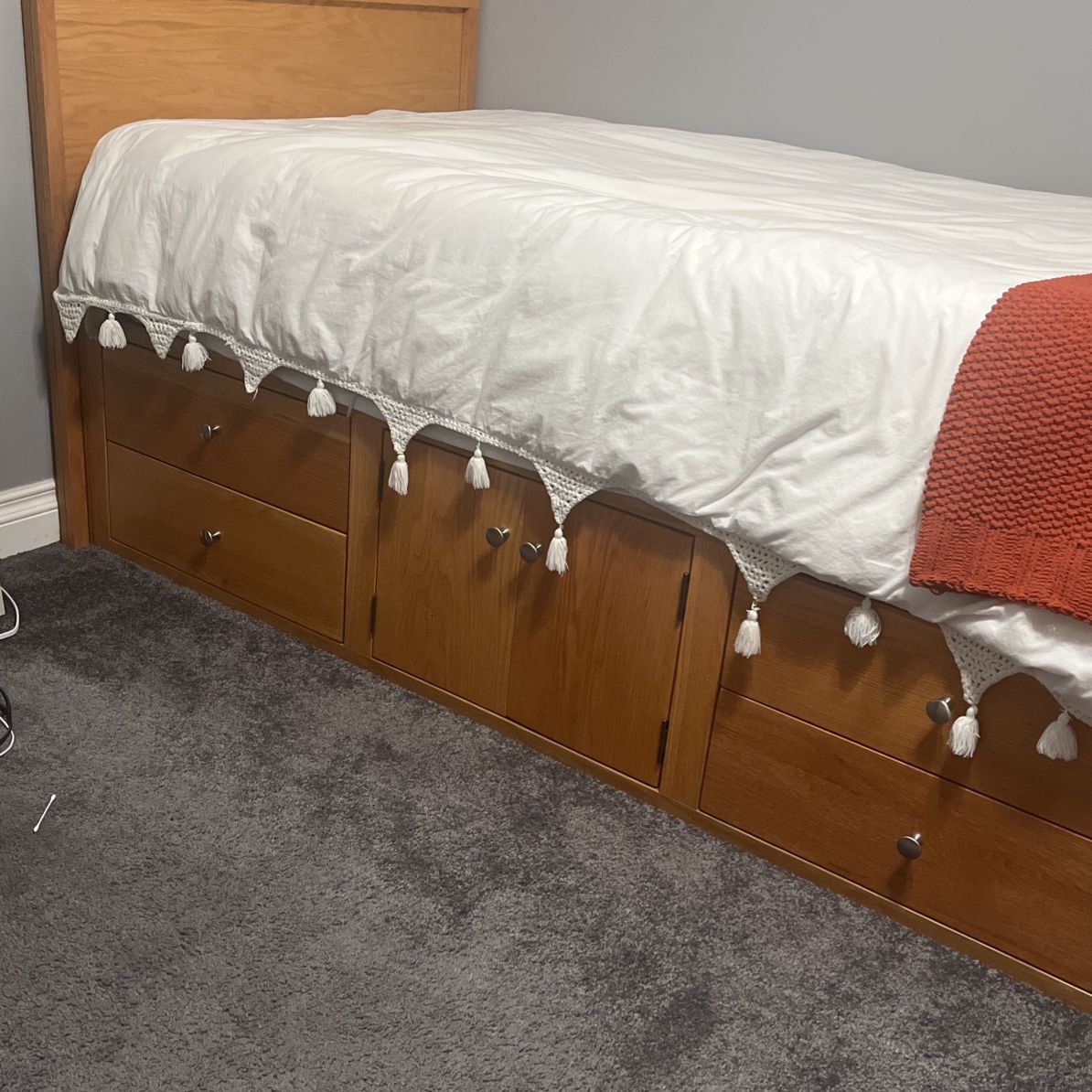 Oak Single Twin Bed With Storage With Drawers 