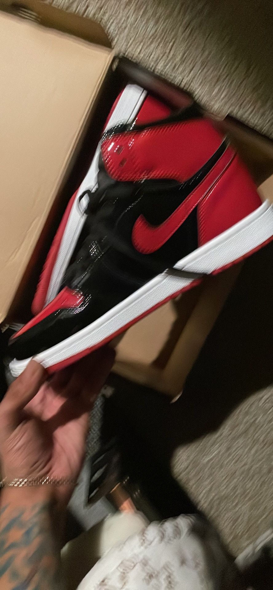 Bred Red 1s Patent Leather  Size 12