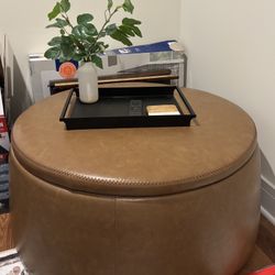 PU Leather Storage Ottoman