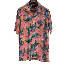 Men's Disney Stitch Hawaiian Shirt - Pink Floral - Size Small