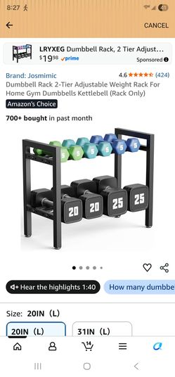 2-Tier Adjustable Dumbbell Rack