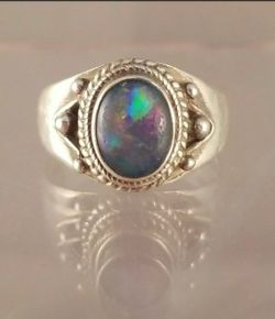 Vintage Opal Sterling Silver OVAL Bezel Set 