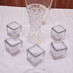 SET OF 5 GLASS CANDLE HOLDERS 