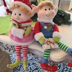 Christmas sitting shelf elves hanging boy girl elf plush