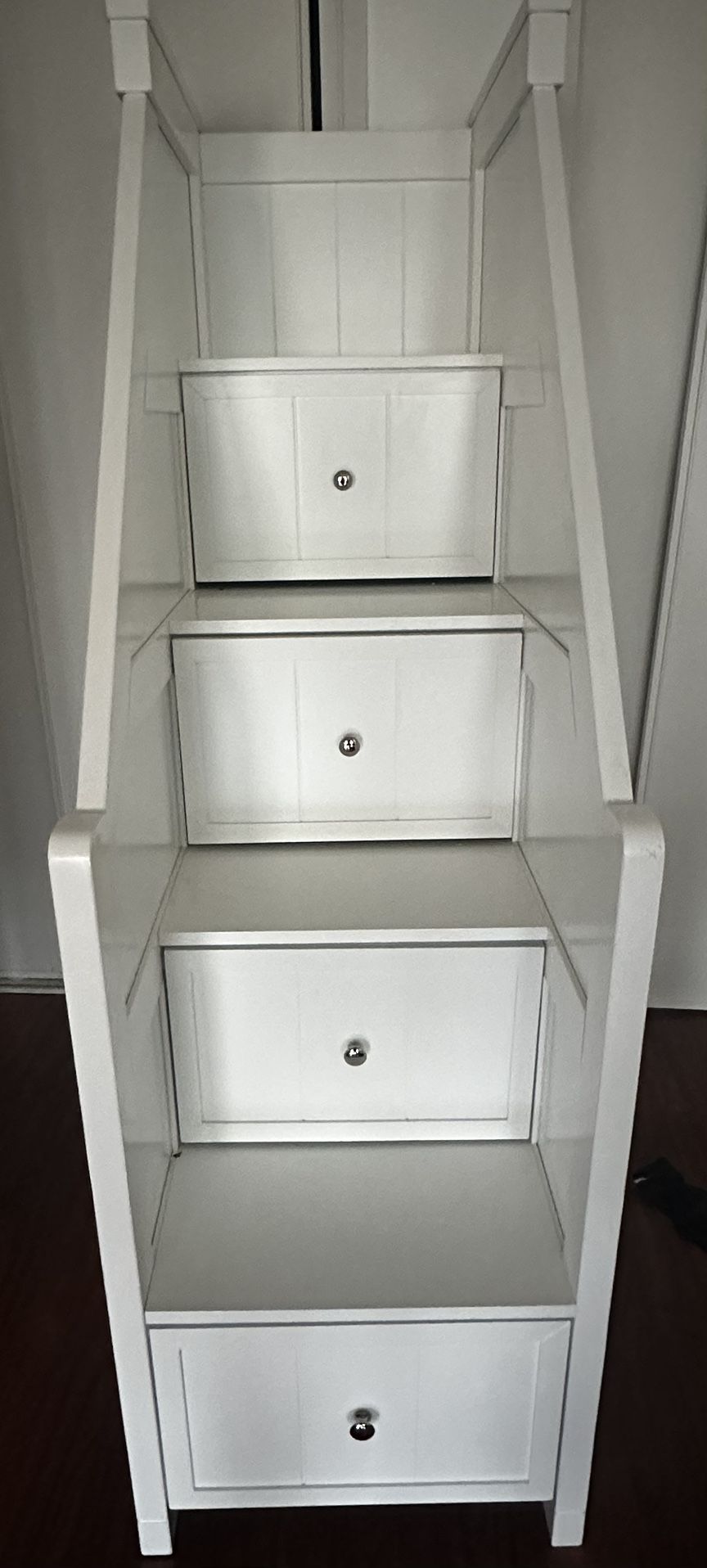 Twin top bunk bed and desk with storage stairs