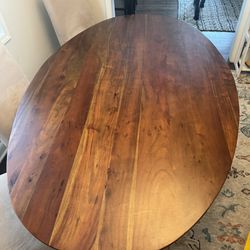 Oval Walnut dining Room Table With Gold Legs 