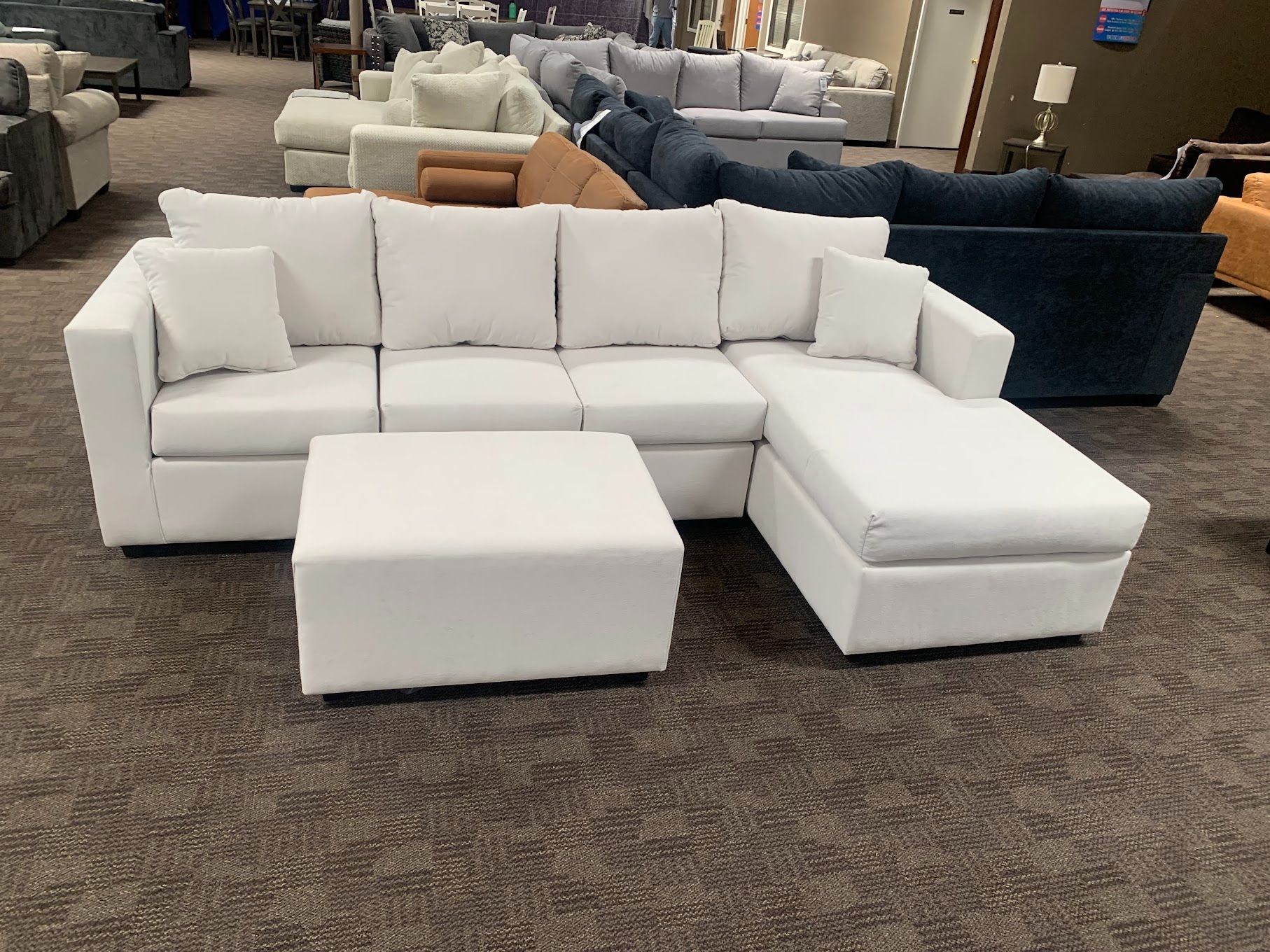 NEW white sectional sofa and ottoman