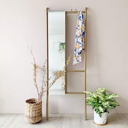 Full Length Mirror with Clothes Hooks and Racks
