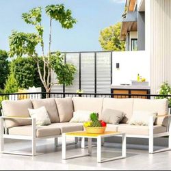 Aluminum patio furniture set aluminum outdoor couch aluminum outdoor sofa set brand new three colors available brand new in the box 🆕