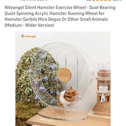 Niteangel Silent Hamster Exercise Wheel - Dual-Bearing Quiet Spinning Acrylic Hamster Running Wheel for Hamster Gerbils Mice Degus Or Other Small Anim