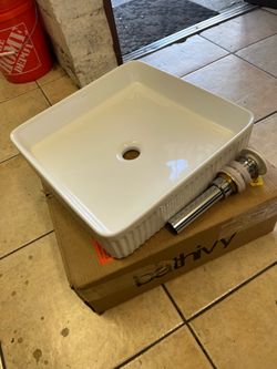 Bathivy 16.5" x 16.5" Ceramic Bathroom Vanity Vessel Sink, White