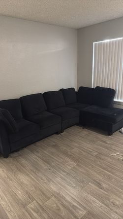 Black velvet sectional sofa
