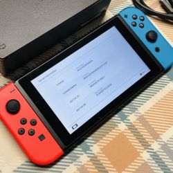 Nintendo Switch 32GB V2 Console Neon Red Blue JoyCons Tested Bundle 4036