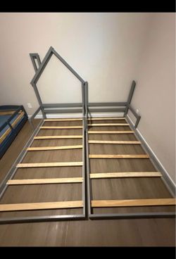 2  kids twin bed frames. House shaped headboard