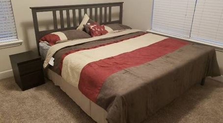 IKEA HEMNES King Bed Frame with 2 Storage Boxes - Gray