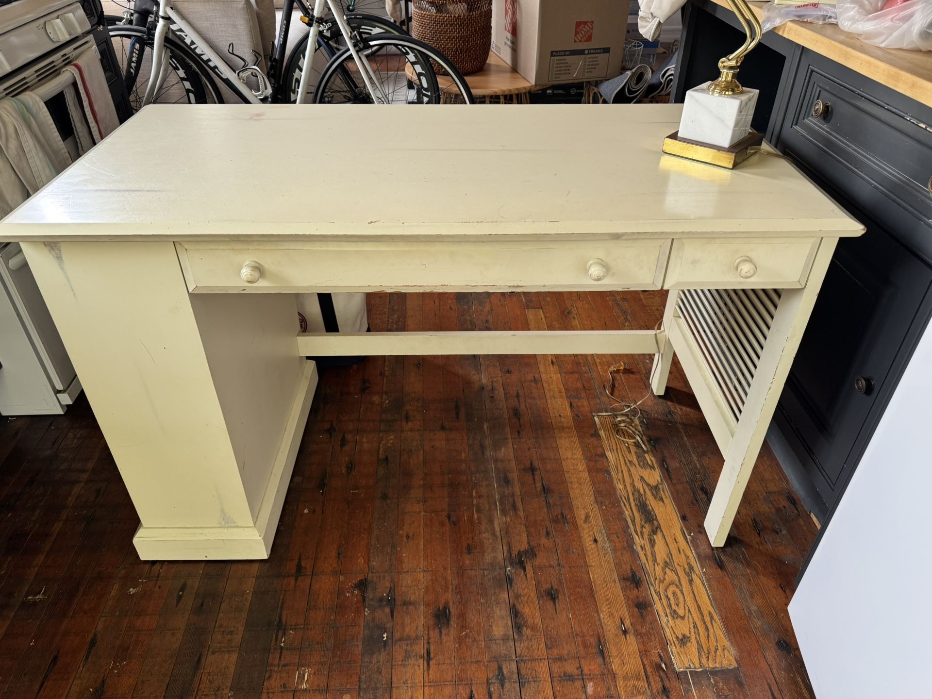 cream/white desk