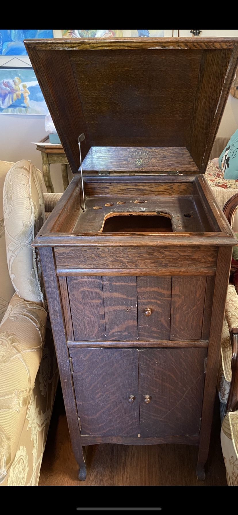 Antique Record Player Cabinet Columbia Grafonola