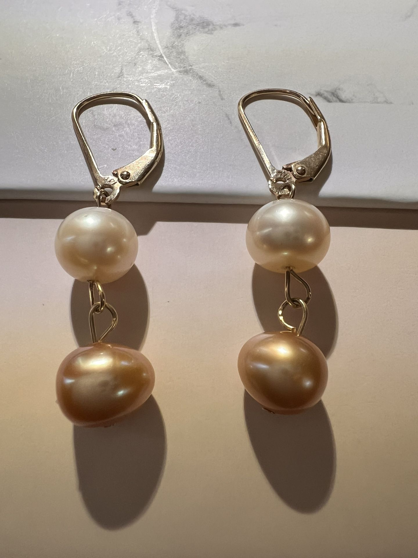 PEARLS EARRINGS IN 14K YELLOW GOLD HAND SELECTED FRESHWATER PEARLS 